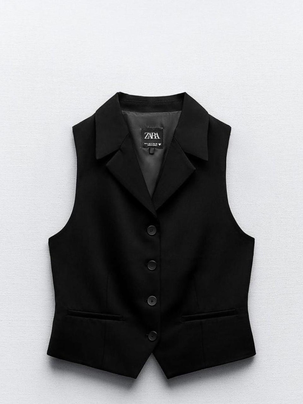 ZARA Black Structured Button Vest